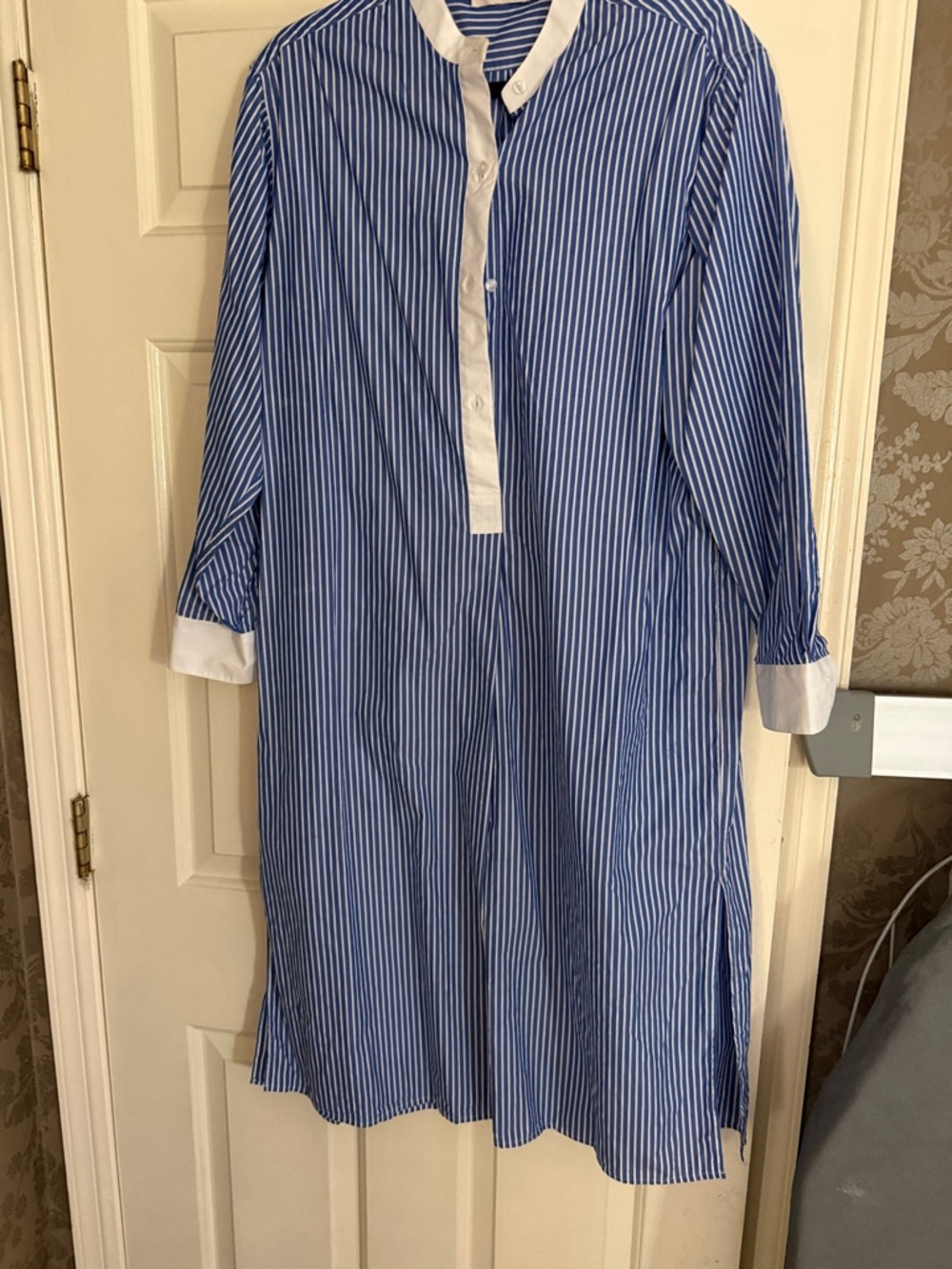 Tory Burch Blue and White Striped Shirt Dress